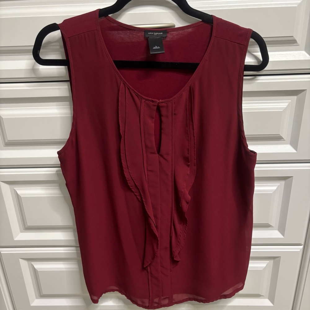 Ann Taylor Rich Red Sleeveless Blouse